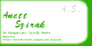 anett szirak business card